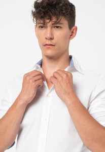 Сорочка JJEPLAIN AOP SHIRT L/S STS 12189770-White Jack&Jones L Білий 12189770-WHITE-FIT:SLIM F