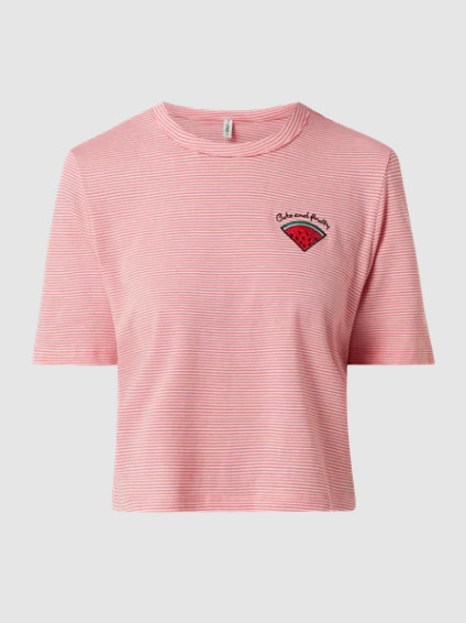 Футболка ONLFRUITY LIFE S/S STRIPE TOP BOX JRS 15231612 Strawberry Pink - BRIGHT WHITE + WATERMELON 15231612StrawberryPink-BR