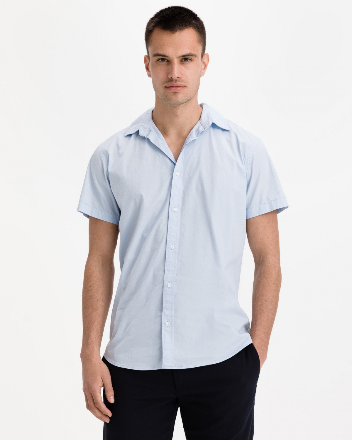 Сорочка JJCLINT SHIRT S/S SLIM FIT 12163646 Cashmere Blue Jack&Jones L Блакитний 12163646CashmereBlue