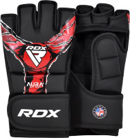 Рукавиці тренувальні RDX GRAPPLING GLOVES NEW AURA F17 чорний, червоний Уні M GGR-F17BR