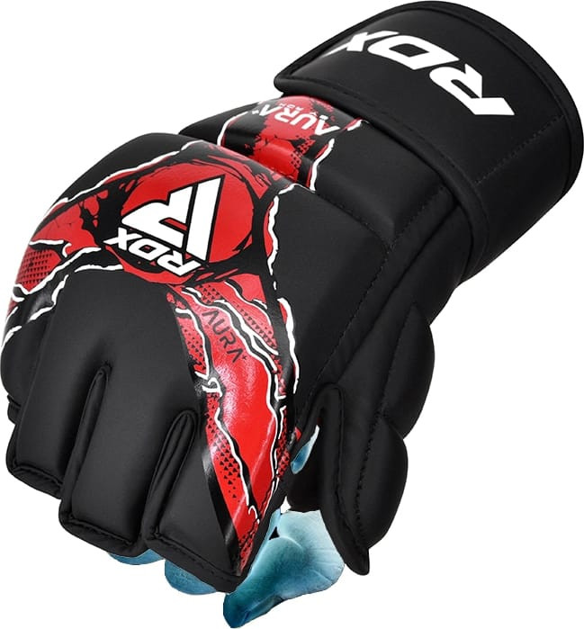 Рукавиці тренувальні RDX GRAPPLING GLOVES NEW AURA F17 чорний, червоний Уні M GGR-F17BR