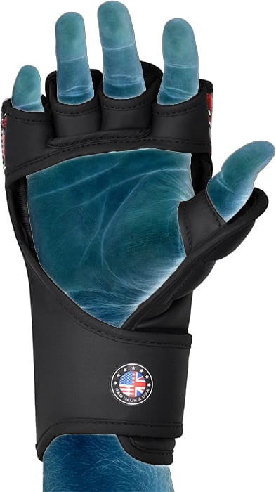 Рукавиці тренувальні RDX GRAPPLING GLOVES NEW AURA F17 чорний, червоний Уні M GGR-F17BR