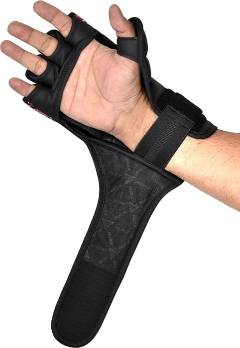 Рукавиці тренувальні RDX GRAPPLING GLOVES NEW AURA F17 чорний, червоний Уні M GGR-F17BR