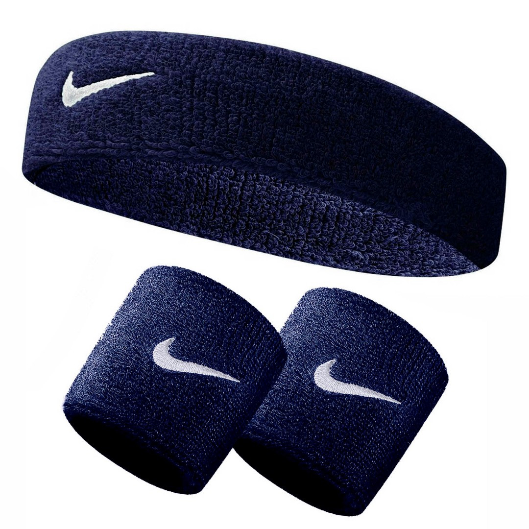 Набір Nike Повязка + напульсники (темно-синий) NNN07-NNN04-416 Темно-синій 1SIZE (92398) NNN07-NNN04-416