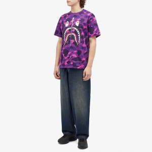 Футболка Bape Purple Camo Shark Tee 001CSK801008M
