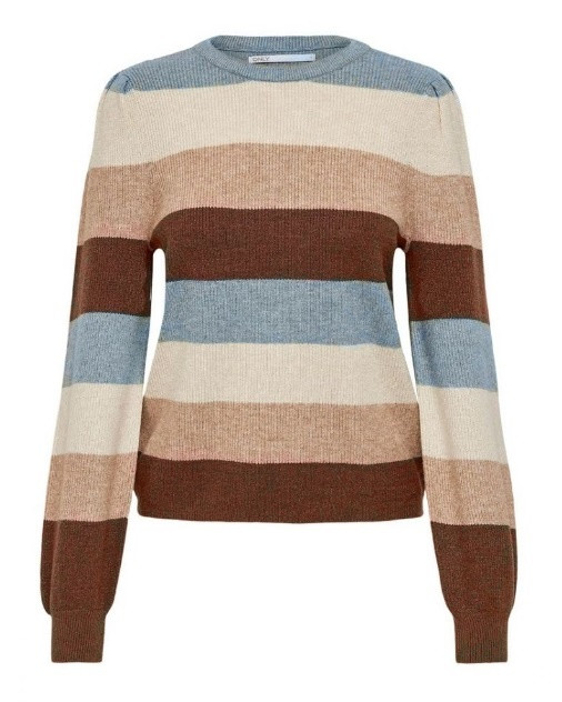 Пуловер ONLKATIA L/S STRIPE PULLOVER CC KNT 15231260-Pearl Blue-Stripes:W. MEL. W. PUMICE STON ONLY 15231260-PEARL BLUE-STRIP