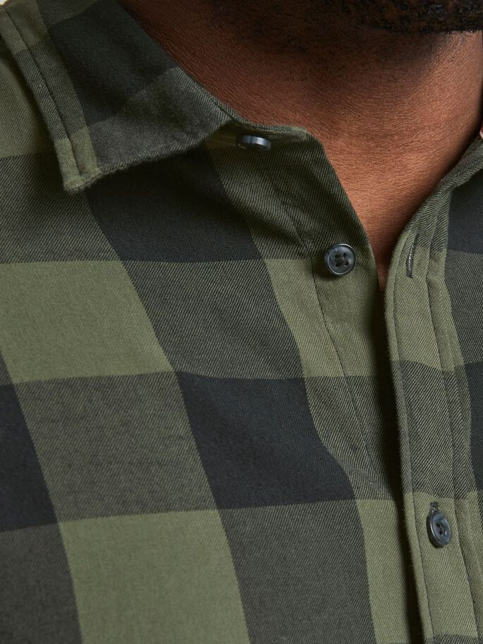 Сорочка JJEGINGHAM TWILL SHIRT L/S PS NOOS 12183107-Dusty Olive Jack&Jones PLUS 3XL Зелений 12183107-Dusty Olive