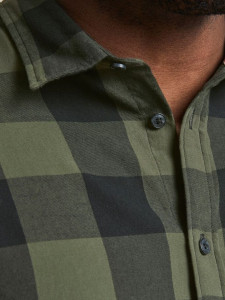 Сорочка JJEGINGHAM TWILL SHIRT L/S PS NOOS 12183107-Dusty Olive Jack&Jones PLUS 3XL Зелений 12183107-DUSTY OLIVE