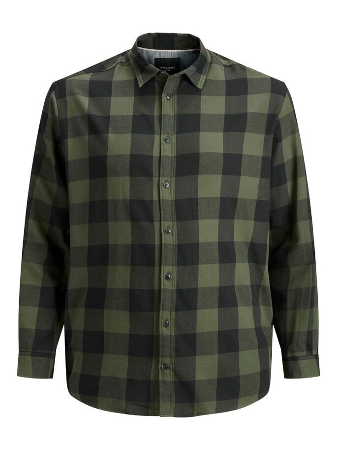 Сорочка JJEGINGHAM TWILL SHIRT L/S PS NOOS 12183107-Dusty Olive Jack&Jones PLUS 3XL Зелений 12183107-Dusty Olive
