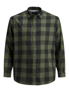 Сорочка JJEGINGHAM TWILL SHIRT L/S PS NOOS 12183107-Dusty Olive Jack&Jones PLUS 3XL Зелений 12183107-DUSTY OLIVE