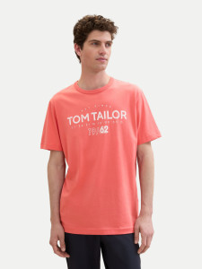 Футболка T-Shirt mit Logo Print 1041871ХХ26202 Tom Tailor L Кораловий 1041871ХХ26202