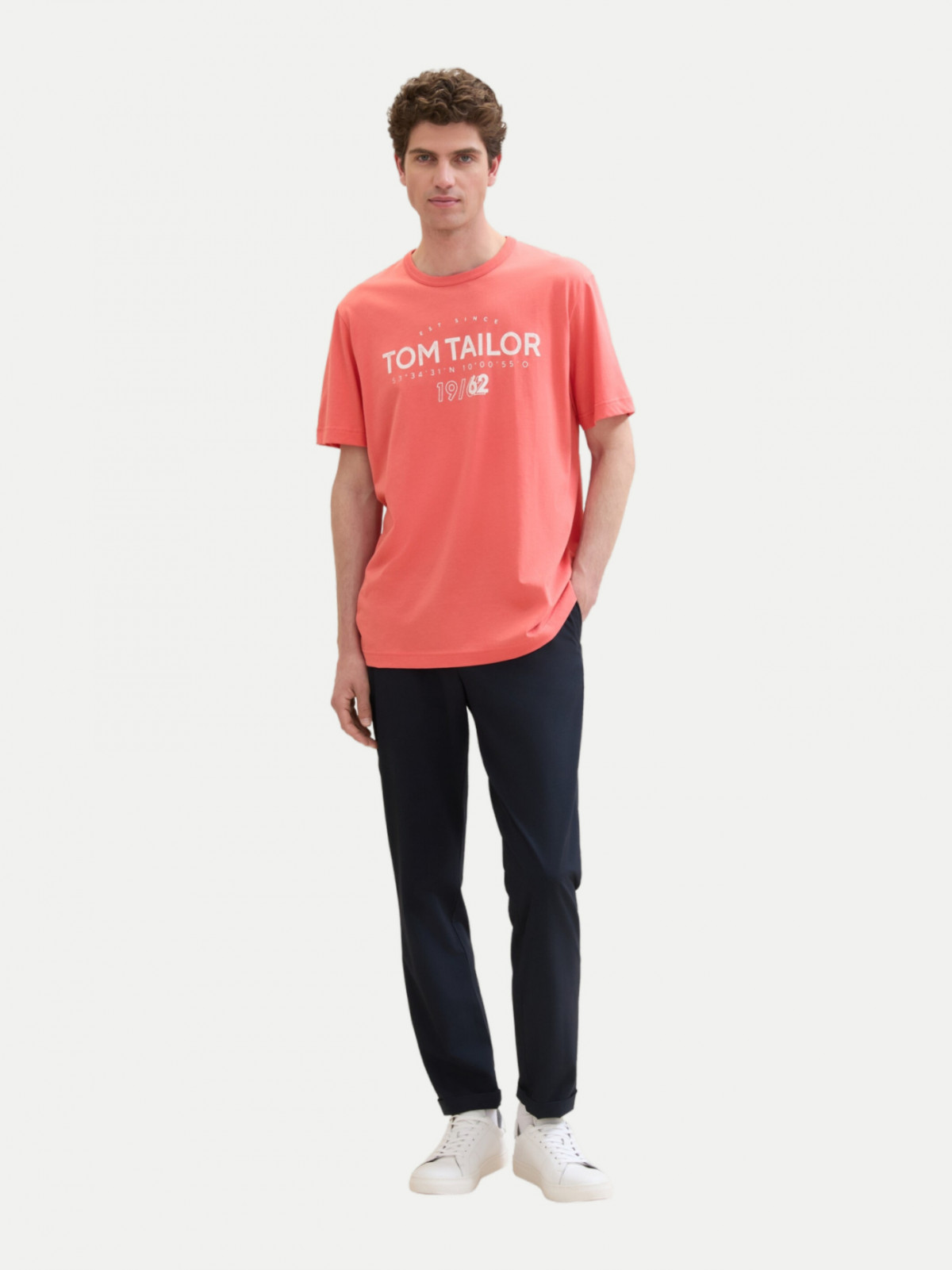 Футболка T-Shirt mit Logo Print 1041871ХХ26202 Tom Tailor L Кораловий 1041871ХХ26202