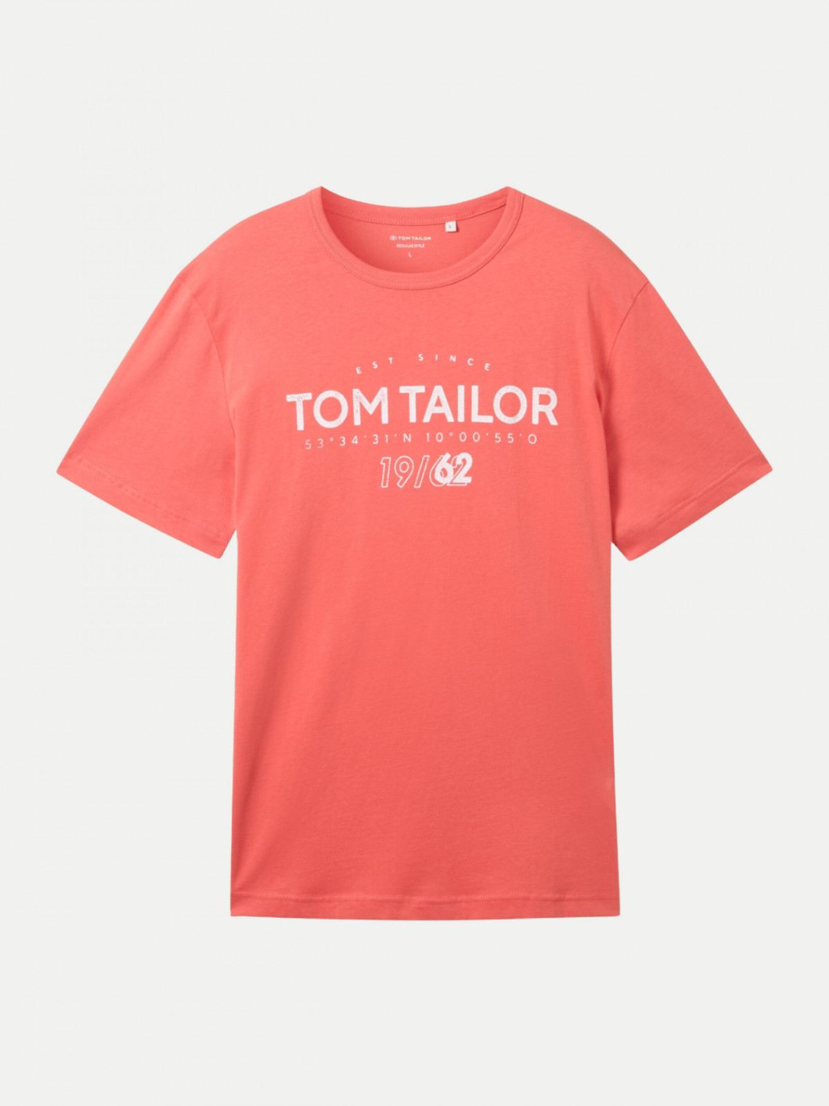 Футболка T-Shirt mit Logo Print 1041871ХХ26202 Tom Tailor L Кораловий 1041871ХХ26202