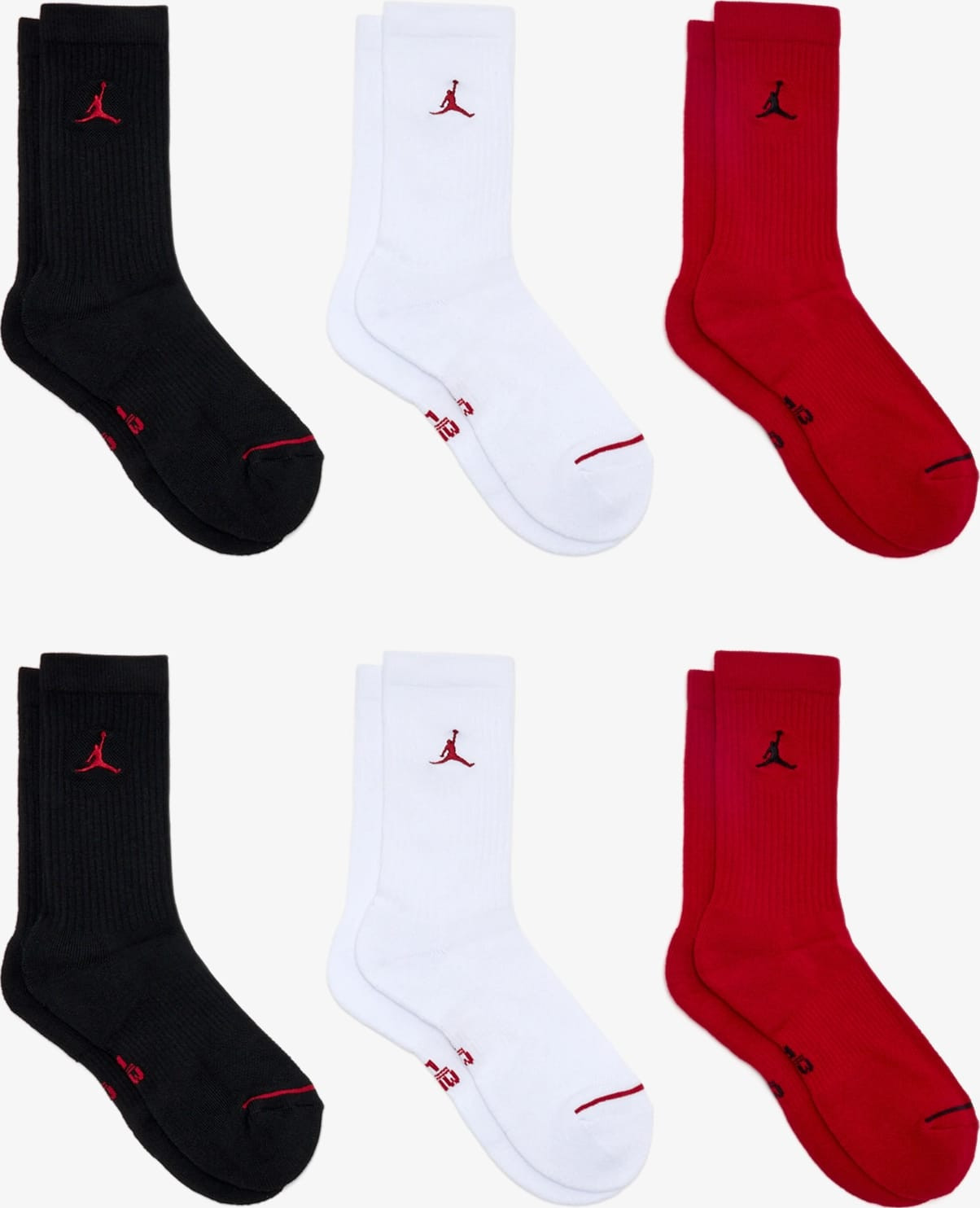 Шкарпетки Nike U J ED CUSH PLY CREW 6PR - 144 чорний, білий, червоний 42-46 (HV6228-900) HV6228-900