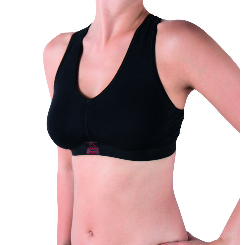 Топ спорт Kappa Reggiseno Sporty c/etichetta logo чорний Жін S/M K2160 NERO