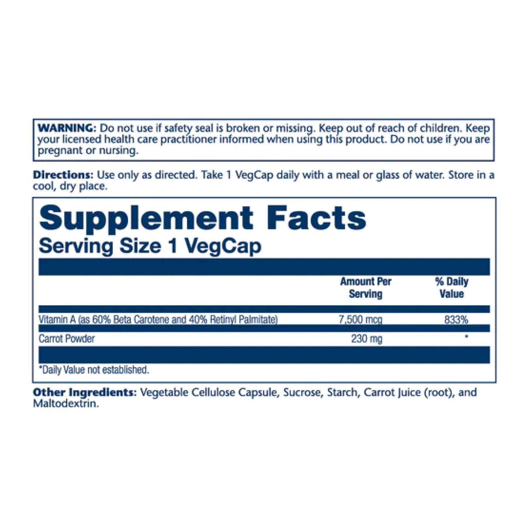 Капсули Solaray Vitamin A Dry Form 7600mcg - 60 caps 100-82-2016145-20