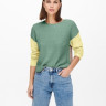 Пуловер ONLNICCI L/S BLOCK PULLOVER EX KNT 15257294-Creme De Menthe-Detail:PASTEL YELLOW/ROSE ONLY L 15257294-CREME DE MENTHE-