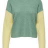 Пуловер ONLNICCI L/S BLOCK PULLOVER EX KNT 15257294-Creme De Menthe-Detail:PASTEL YELLOW/ROSE ONLY L 15257294-CREME DE MENTHE-