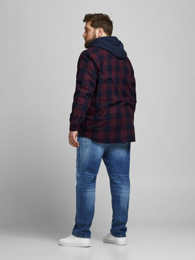 Сорочка JJEGINGHAM TWILL SHIRT L/S PS NOOS 12183107-Port Royale Jack&Jones PLUS 4XL Бордовий 12183107-Port Royale