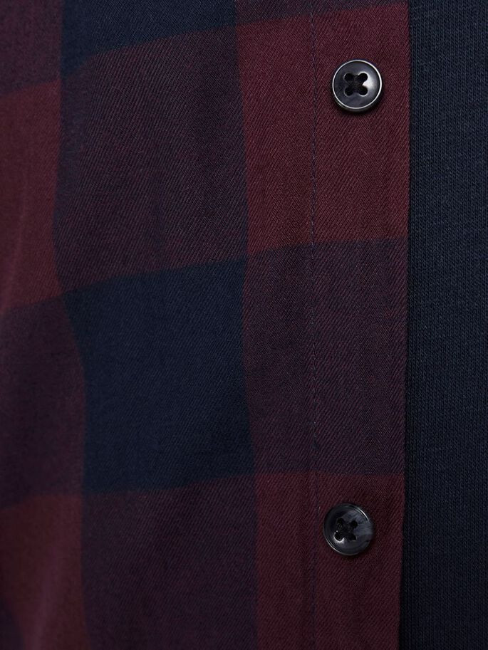 Сорочка JJEGINGHAM TWILL SHIRT L/S PS NOOS 12183107-Port Royale Jack&Jones PLUS 4XL Бордовий 12183107-Port Royale