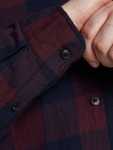 Сорочка JJEGINGHAM TWILL SHIRT L/S PS NOOS 12183107-Port Royale Jack&Jones PLUS 4XL Бордовий 12183107-PORT ROYALE