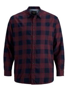 Сорочка JJEGINGHAM TWILL SHIRT L/S PS NOOS 12183107-Port Royale Jack&Jones PLUS 4XL Бордовий 12183107-PORT ROYALE