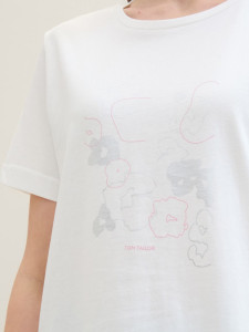 Футболка T-Shirt mit Print 1040544ХХ10320 Tom Tailor L Білий 1040544ХХ10320