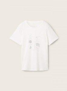 Футболка T-Shirt mit Print 1040544ХХ10320 Tom Tailor L Білий 1040544ХХ10320