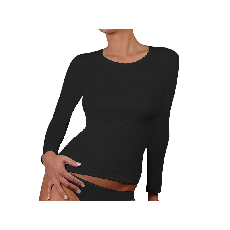 Футболка з довг рукавом T-shirt Manica Lunga Girocollo чорний Жін L K2601 NERO