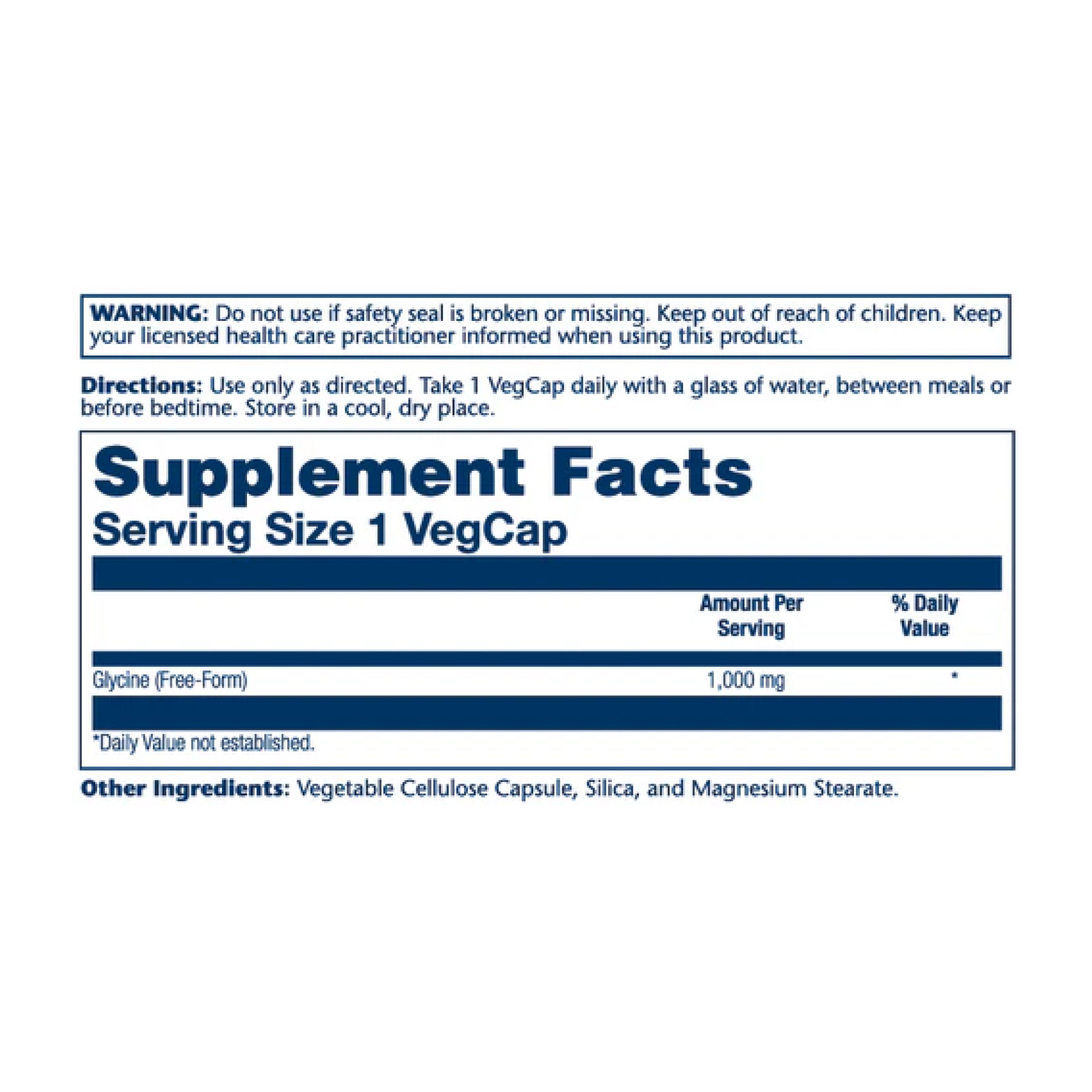 Капсули Solaray Glycine Free Form 1000mg - 60 vcaps 2023-10-3020