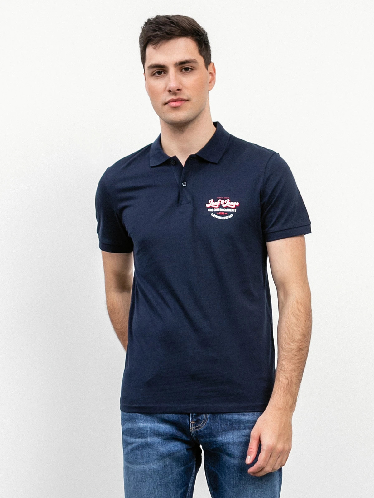 Поло JJANDY POLO SS 12223714-Navy Blazer-Print:SMALL scale Jack&Jones L Темно-синій 12223714-Navy Blazer-Prin