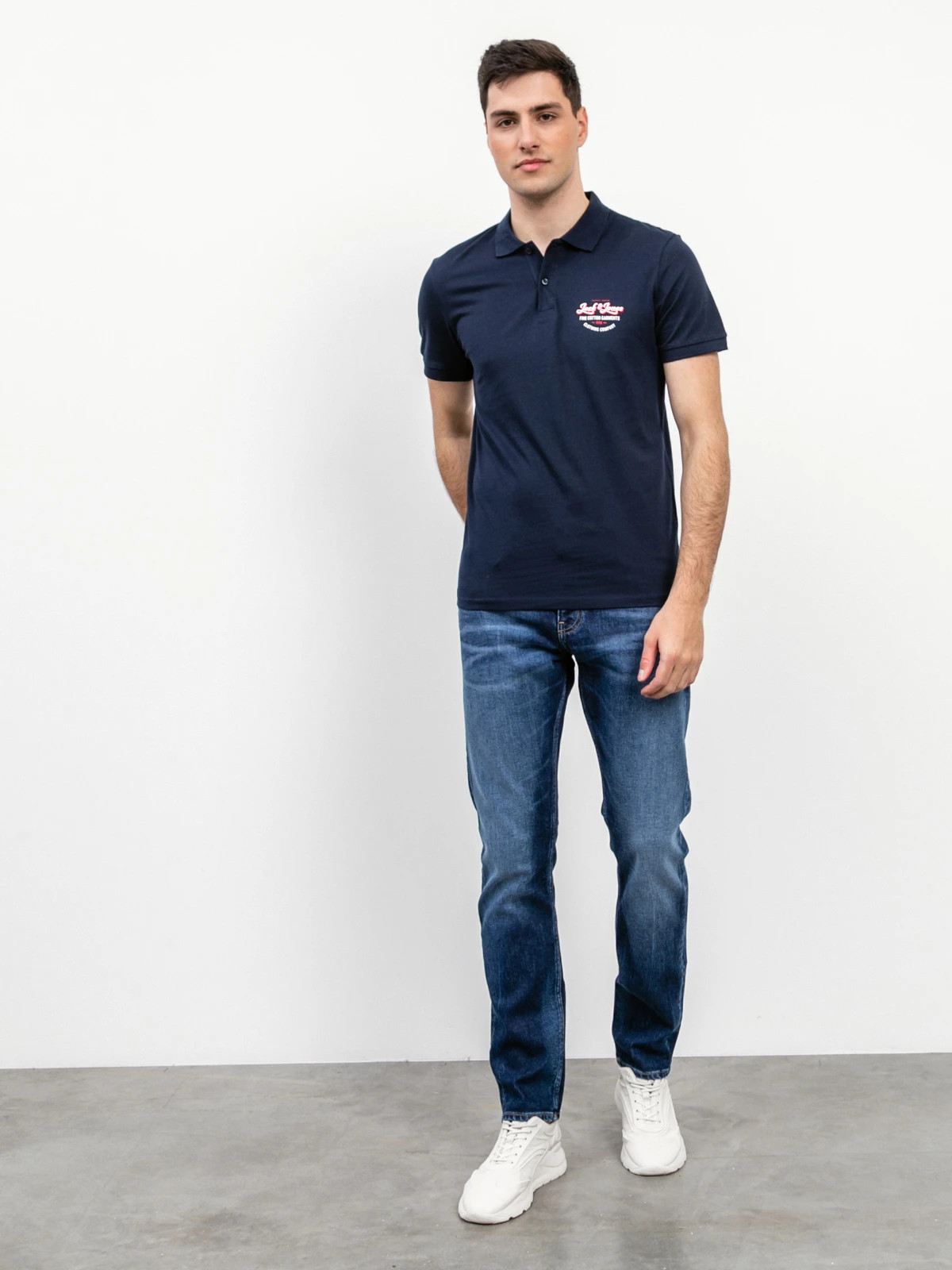Поло JJANDY POLO SS 12223714-Navy Blazer-Print:SMALL scale Jack&Jones L Темно-синій 12223714-Navy Blazer-Prin