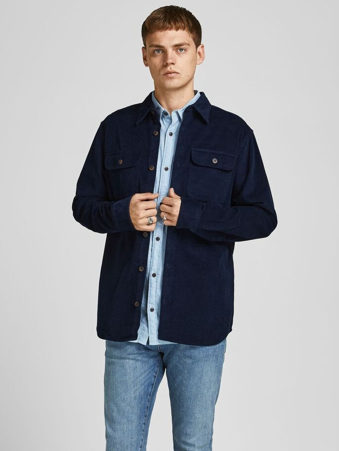 Сорочка JORDARREN CORD OVERSHIRT LS 12195966-Navy Blazer-Fit:/COMFORT Jack&Jones L Темно-синій 12195966-Navy Blazer-Fit: