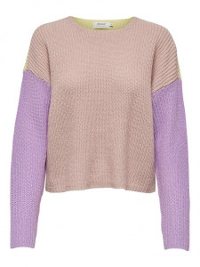 Пуловер ONLNICCI L/S BLOCK PULLOVER EX KNT 15257294-Rose Smoke-Detail:CROCUS PETAL/PASTEL YEL ONLY L 15257294-ROSE SMOKE-DETAI