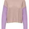 Пуловер ONLNICCI L/S BLOCK PULLOVER EX KNT 15257294-Rose Smoke-Detail:CROCUS PETAL/PASTEL YEL ONLY L 15257294-ROSE SMOKE-DETAI