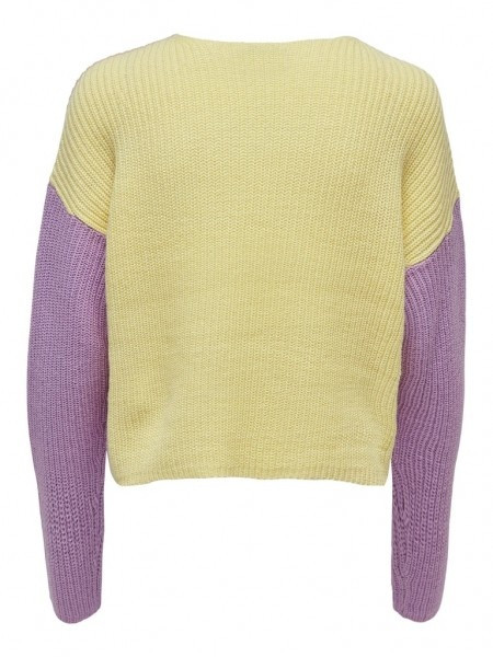 Пуловер ONLNICCI L/S BLOCK PULLOVER EX KNT 15257294-Rose Smoke-Detail:CROCUS PETAL/PASTEL YEL ONLY L 15257294-Rose Smoke-Detai