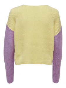Пуловер ONLNICCI L/S BLOCK PULLOVER EX KNT 15257294-Rose Smoke-Detail:CROCUS PETAL/PASTEL YEL ONLY L 15257294-ROSE SMOKE-DETAI