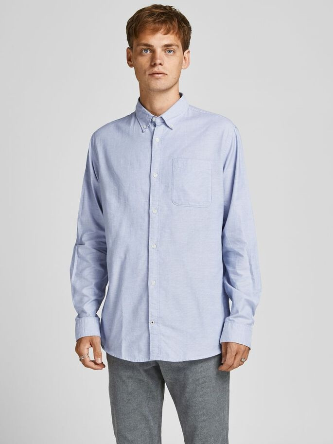 Сорочка JJEOXFORD SHIRT L/S S21 NOOS 12182486-Cashmere Blue-Fit:SLIM FIT Jack&Jones S Блакитний 12182486-Cashmere Blue-Fi
