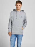 Толстовка JJESHARK SWEAT HOOD NOOS 12205081-Light Grey Melange-Print:Navy Blazer Jack&Jones XXL Сіри 12205081-Light Grey Melan