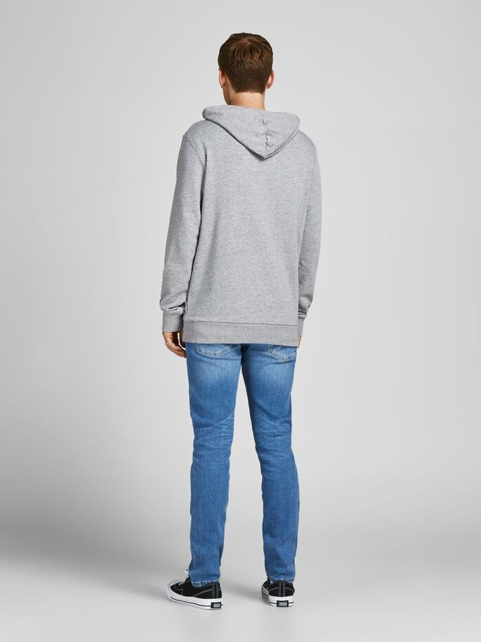 Толстовка JJESHARK SWEAT HOOD NOOS 12205081-Light Grey Melange-Print:Navy Blazer Jack&Jones XXL Сіри 12205081-Light Grey Melan