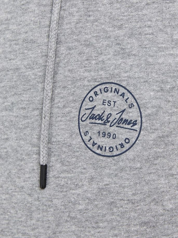 Толстовка JJESHARK SWEAT HOOD NOOS 12205081-Light Grey Melange-Print:Navy Blazer Jack&Jones XXL Сіри 12205081-Light Grey Melan