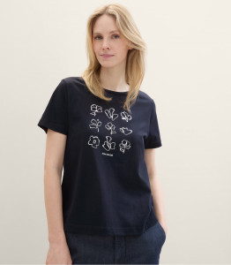 Футболка T-Shirt mit Print 1040544ХХ10668 Tom Tailor L Темно-синій 1040544ХХ10668