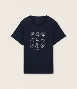 Футболка T-Shirt mit Print 1040544ХХ10668 Tom Tailor L Темно-синій 1040544ХХ10668