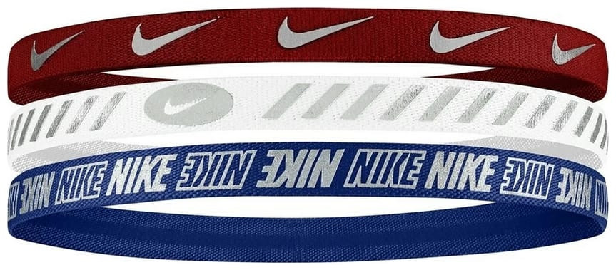 Пов'язка на голову Nike W HEADBANDS 3.0 3 PK METALLIC UNIVERSITY червоний, білий, синій Уні One Size N.100.4527.662.OS
