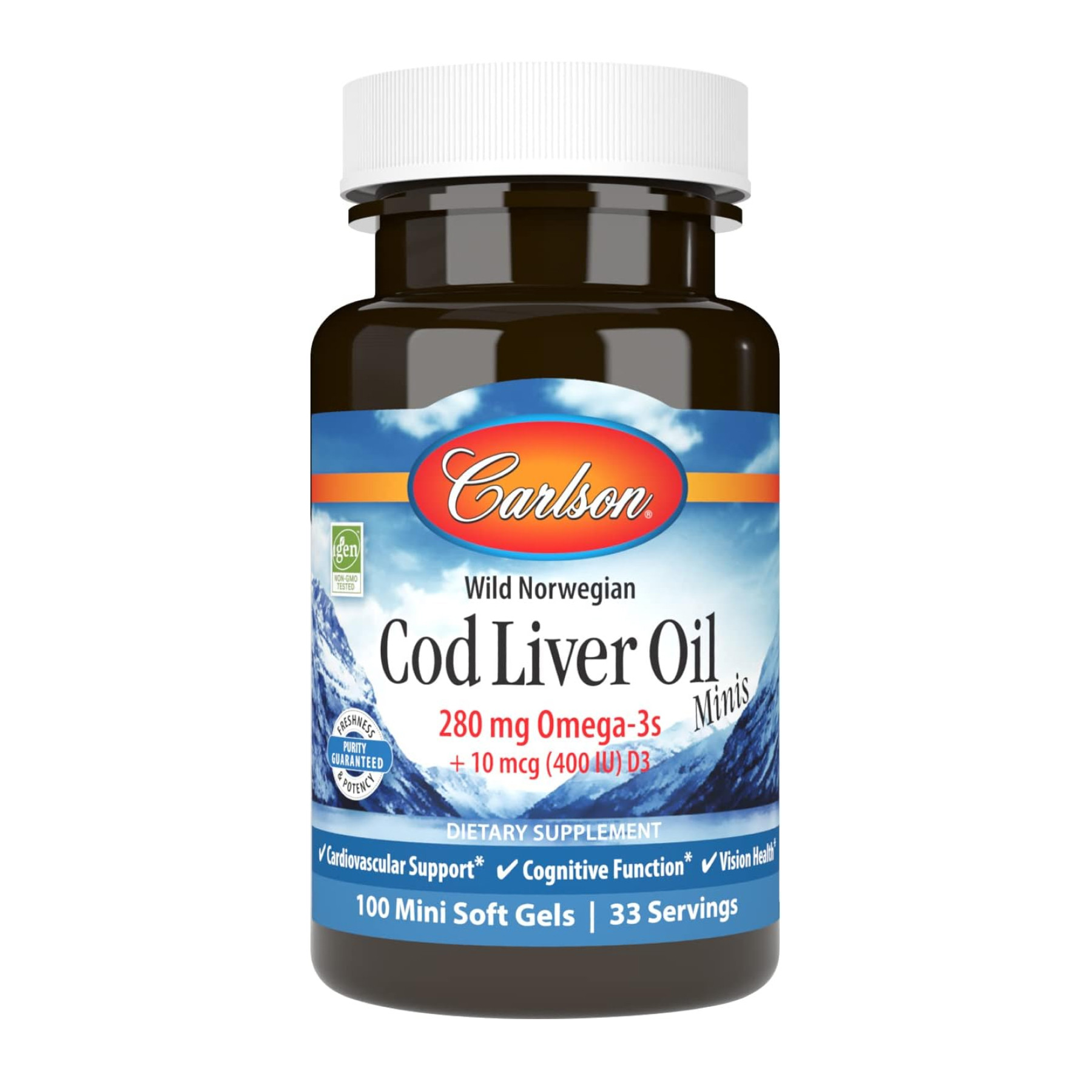 Софт гелеві капсули Carlson Laboratories Cod Liver Oil - 100 mini softgels 2023-10-4555