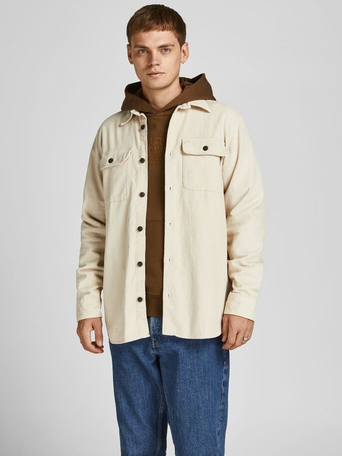 Сорочка JORDARREN CORD OVERSHIRT LS 12195966-Oatmeal-Fit:/COMFORT Jack&Jones L Бежевий 12195966-Oatmeal-Fit:/COM
