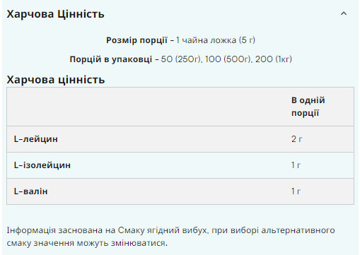 Порошок BCAA 2-1-1 Essential - 500g 100-43-1317070-20