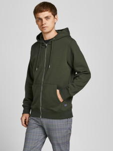Толстовка JJESOFT BASIC SWEAT ZIP HOOD NOOS 12191895-Forest Night-Fit:REG FIT Jack&Jones XXL Зелений 12191895-FOREST NIGHT-FIT