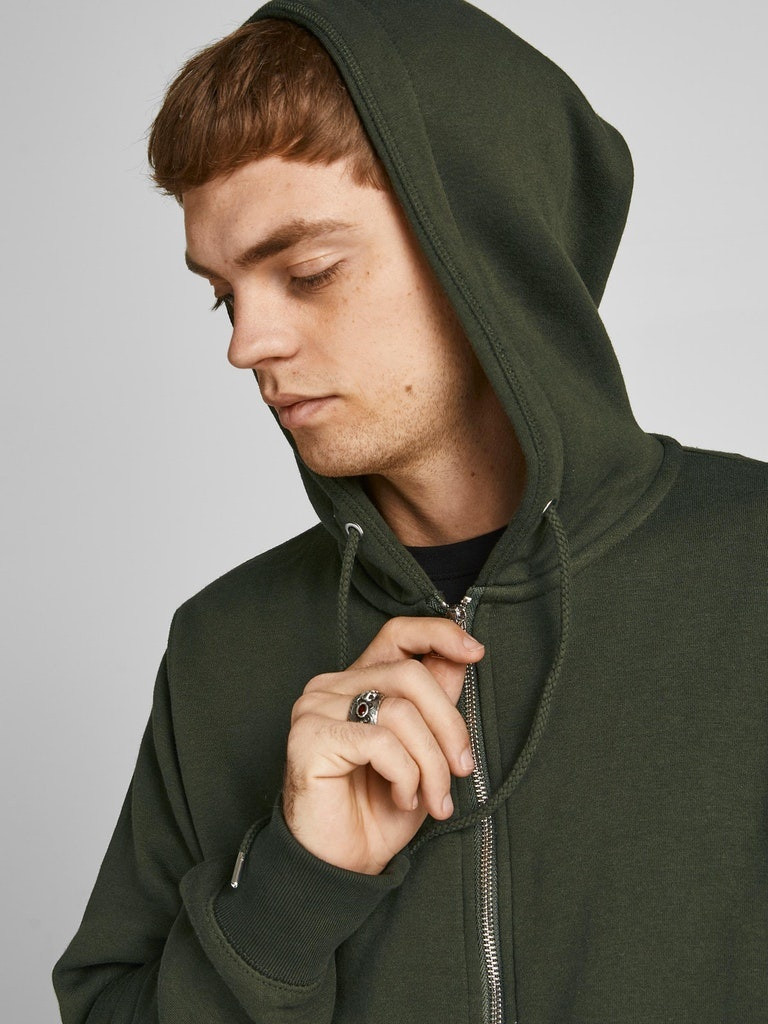 Толстовка JJESOFT BASIC SWEAT ZIP HOOD NOOS 12191895-Forest Night-Fit:REG FIT Jack&Jones XXL Зелений 12191895-Forest Night-Fit
