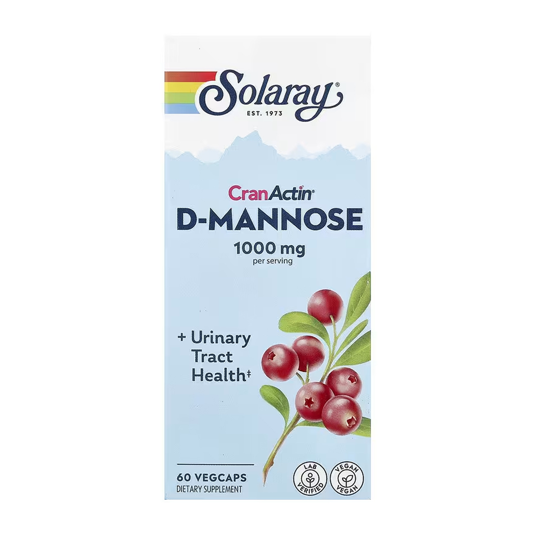 Капсули Solaray CranActin D-Mannose 1000mg - 60 vcaps 2023-10-5844